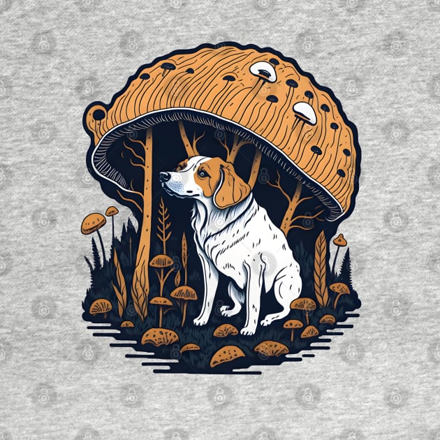 Dog Under A Mushroom by MonkeyStuff